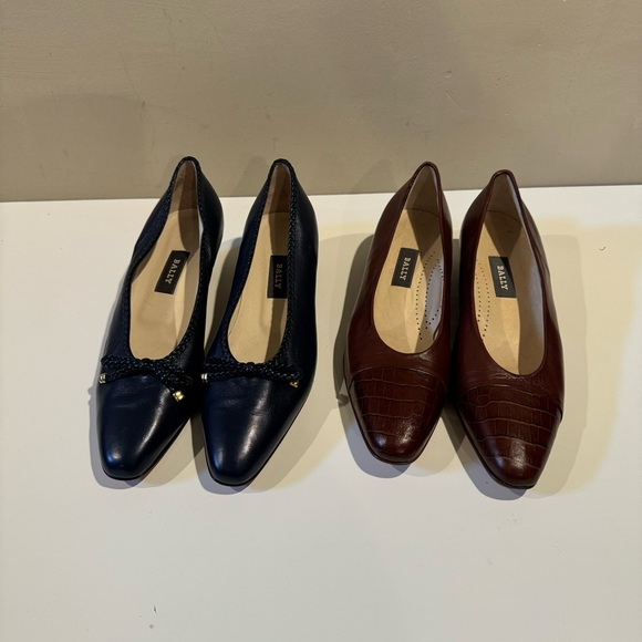 Bally Shoes - Bally Melissa & Lucy blue pair and Brown Leather Slip-On Pumps Heel Size 10 M